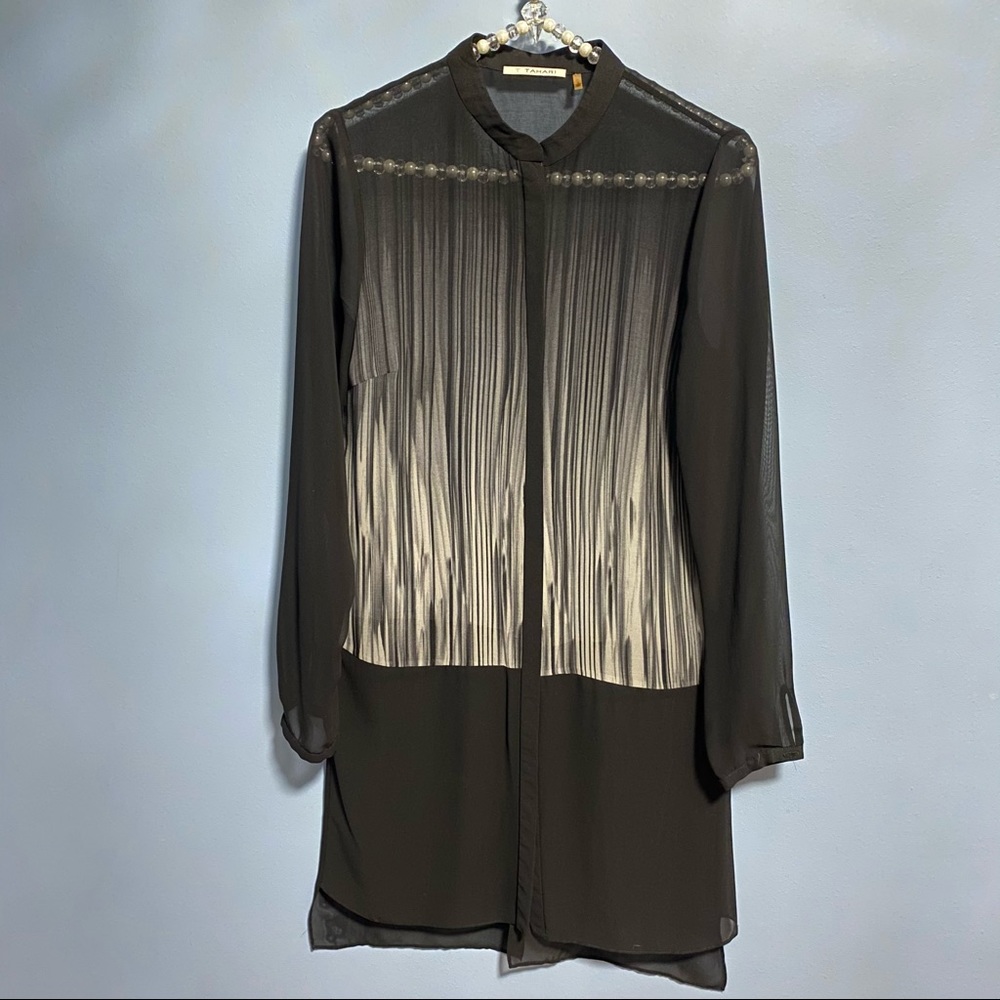 Tahari Long Sheer Blouse